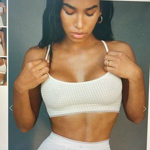 Joah brown ribbed sports bra top size SM